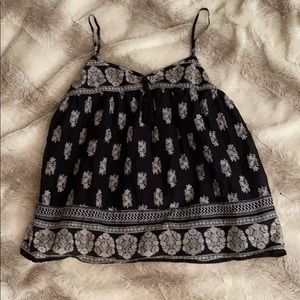 Black and grey thin strapped printed top